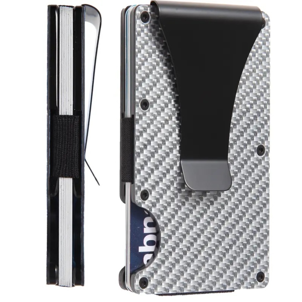 Minimalist Silver Slim Carbon Fiber Wallet